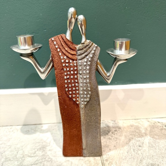 Stainless steel silver Candle Stick Holder Couple wedding candles GIFT Judaica - Picture 10 of 12